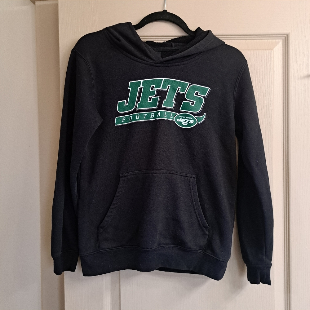 black New York Jets logo hoodie NFL youth Medium Size 10